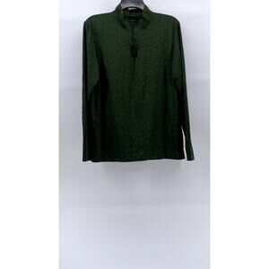 REAL ESSENTIALS Men's Dark Green Half-Zip Long Sleeve Active Shirt SZ S